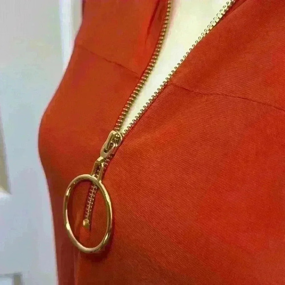 MSK Asymmetrical Dress with ORing Gold Zippered Collared Neckline Women Sz Small - Picture 5 of 10